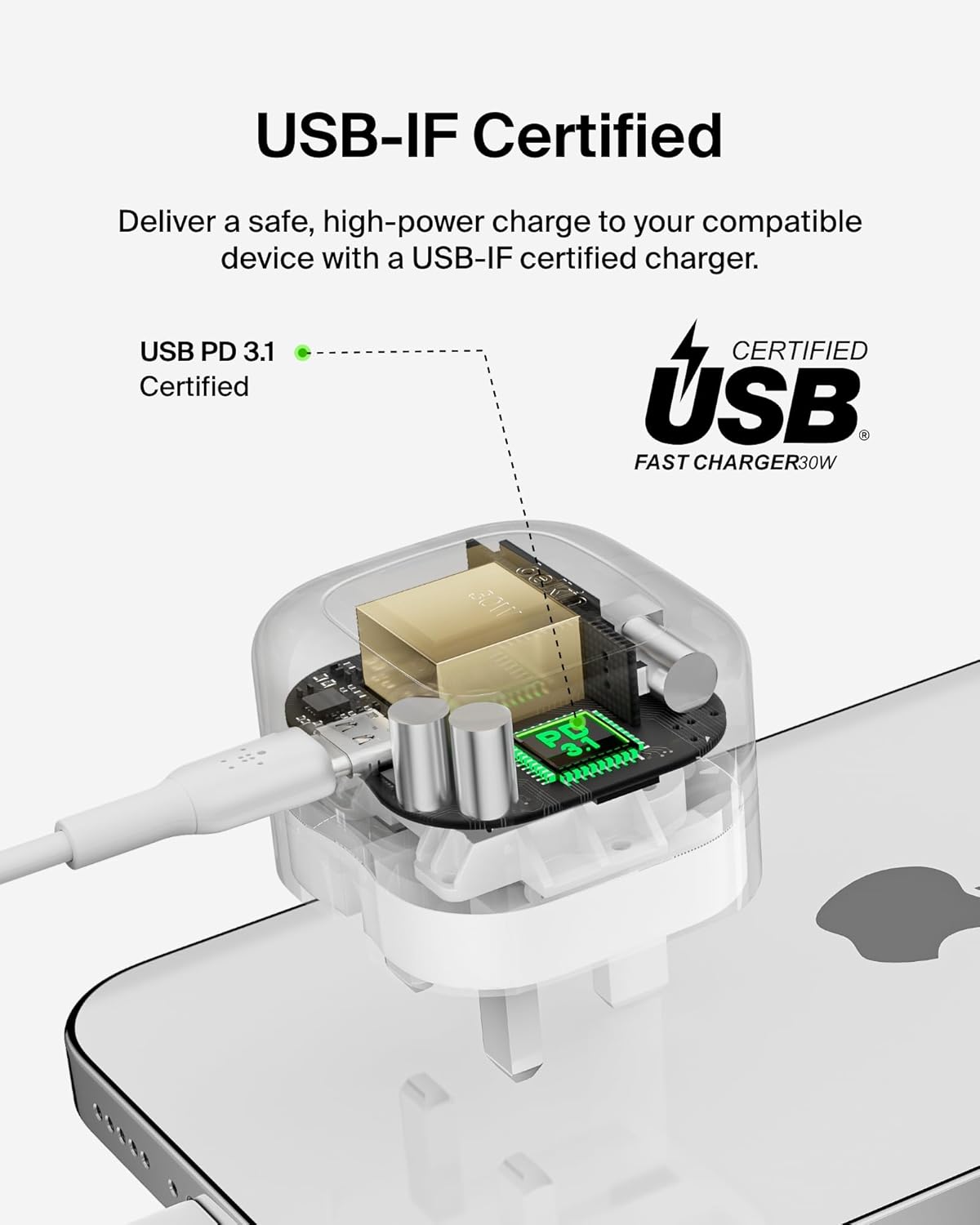 Belkin USB-C Wall Charger PD 30 W 1m c-c Cable