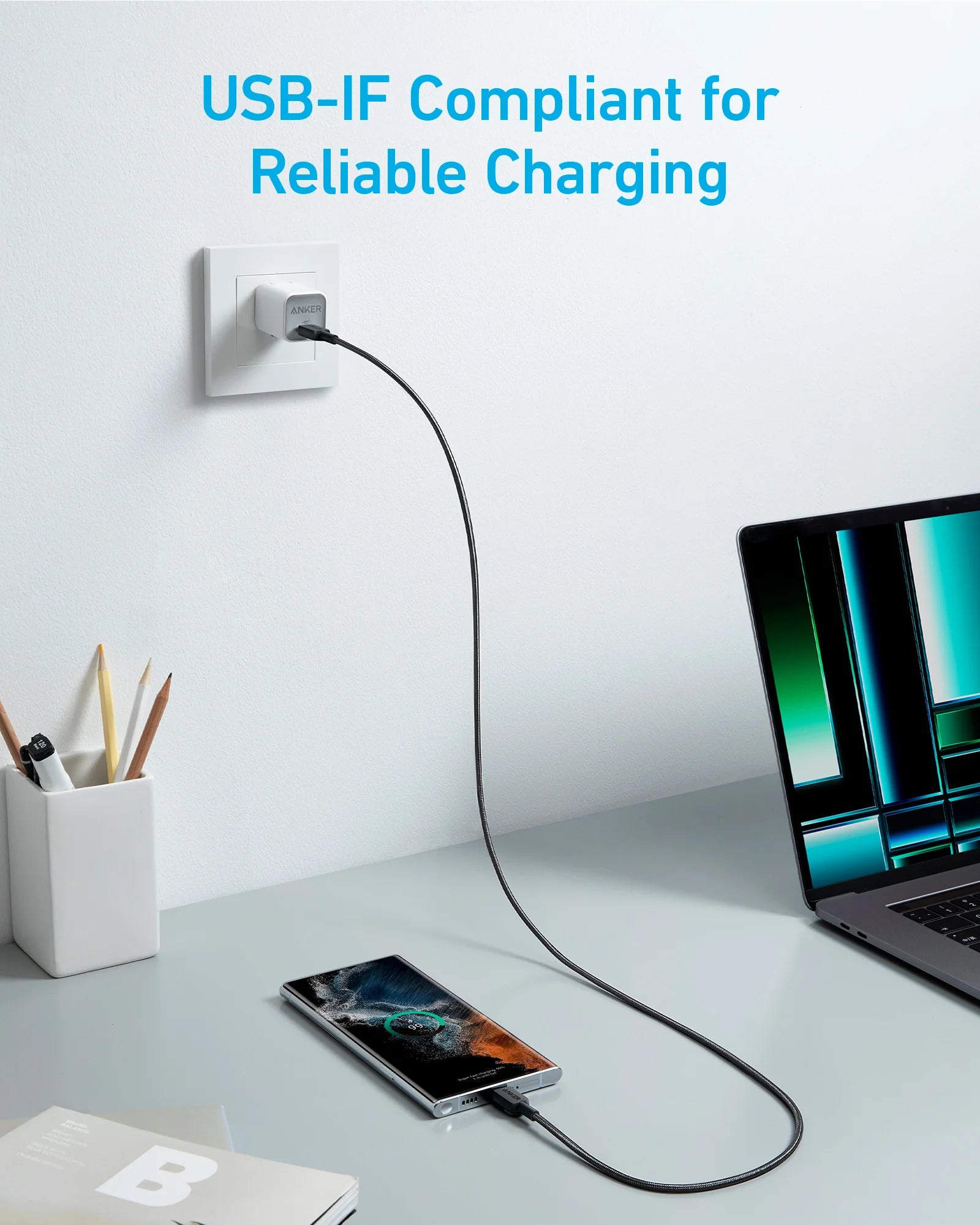 60 Watt Anker 322 USB-C to USB-C  Cable 0.9 Mtr